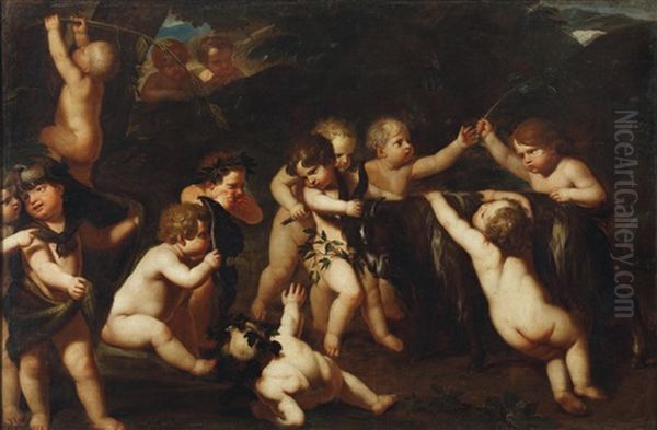 Putti Necken Eine Ziege Oil Painting by Karel Philips Spierincks