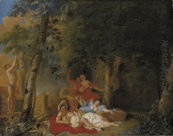 A Wooded Landscape With Amorous Couples Oil Painting by Karel Philips Spierincks