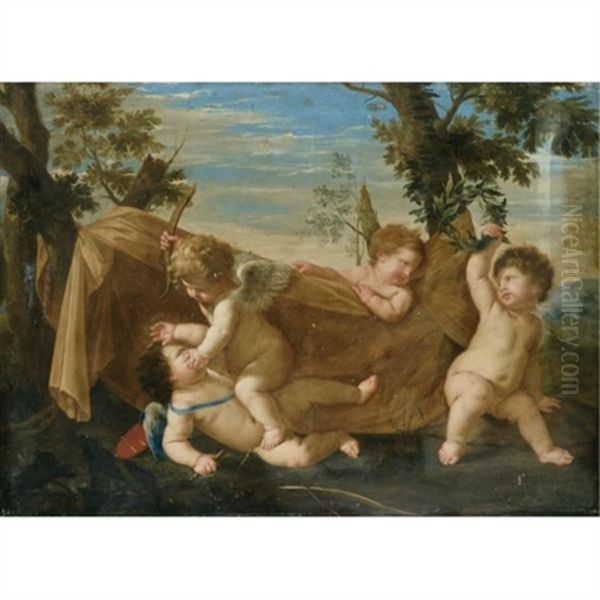 An Allegorical Scene With Putti Fighting by Karel Philips Spierincks