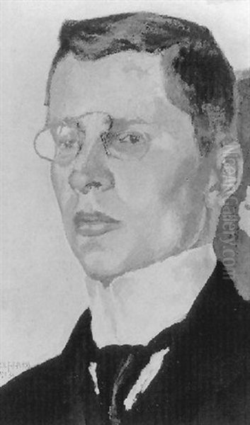 Selbstportrait Mit Brille Oil Painting by Otto Wolfgang Spies