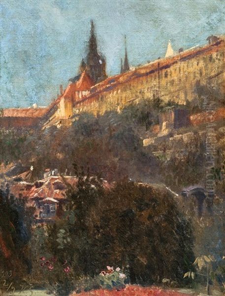 Pohled Na Prazsky Hrad Oil Painting by Karel Spillar