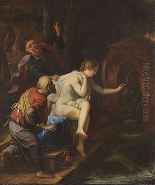 Susanna Und Die Beiden Alten Oil Painting by Johann Spillenberger