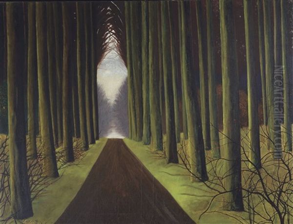 Dreve Avec Arbres (1935) Oil Painting by Leon Spilliaert