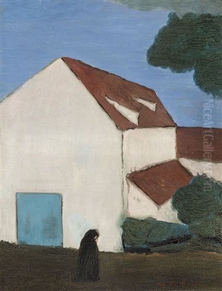 Farm With Woman's Silhouette Oil Painting by Leon Spilliaert