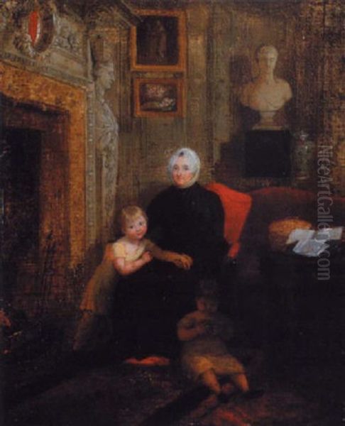 Portrait Of Sarah Tighe (ne Fownes) And Her Two Kelly Grandchildren Oil Painting by Maria Spilsbury