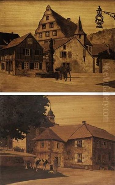 Village D'andlau (+ Village De Birkenwald; 2 Works) Oil Painting by Charles Spindler