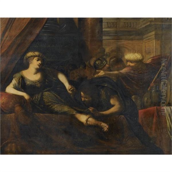 Ammon Asking For Esther's Forgiveness Before Ahasuerus Oil Painting by Giovanni Battista Spinelli