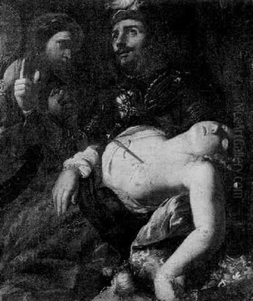 La Mort De Lucrece Oil Painting by Giovanni Battista Spinelli