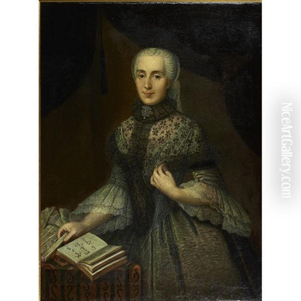 Portrait Of Lady With A Book Oil Painting by Gabriel Spitzel