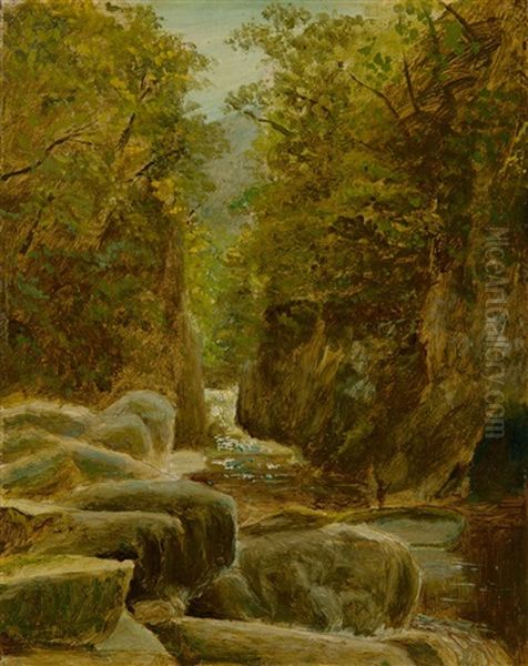 Klamm Im Hochgebirge Oil Painting by Carl Spitzweg