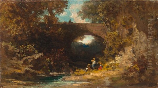 Landschaft Mit Brucke Oil Painting by Carl Spitzweg