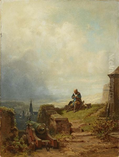 The Veteran Oil Painting by Carl Spitzweg