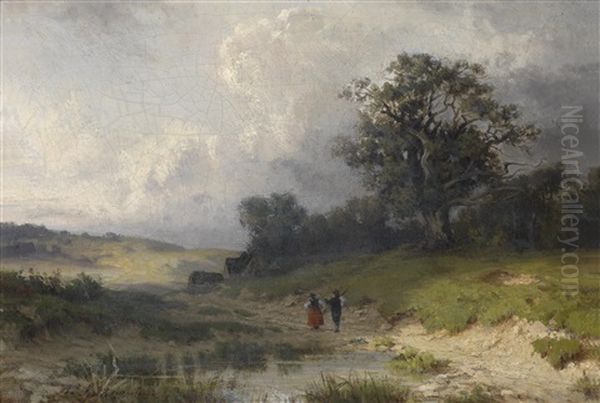 Am Heimweg Vor Dem Gewitter Oil Painting by August (Karl Martin A.) Splitgerber