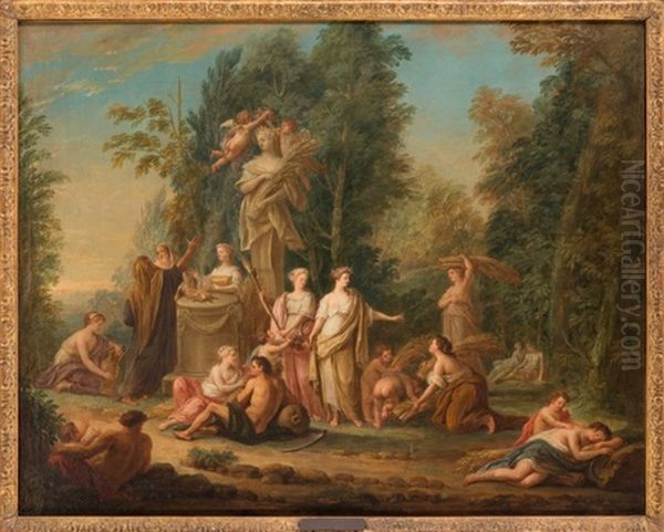 Hommage A Bacchus Oil Painting by Jan Jakob (Jean Jacques) Spoede