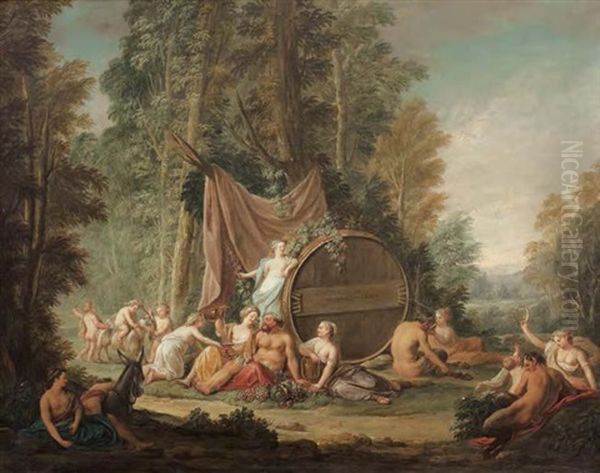 Hommage A Bacchus Hommage A Ceres Oil Painting by Jan Jakob (Jean Jacques) Spoede