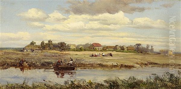 Auenlandschaft Oil Painting by Eduard Spoerer