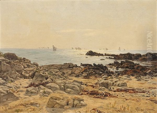 Felsige Kuste Mit Blick Auf Das Offene Meer Oil Painting by Eduard Spoerer