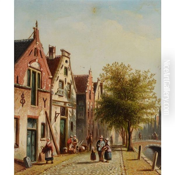 Brouwersgracht, Amsterdam Oil Painting by Jan Jacob Spohler