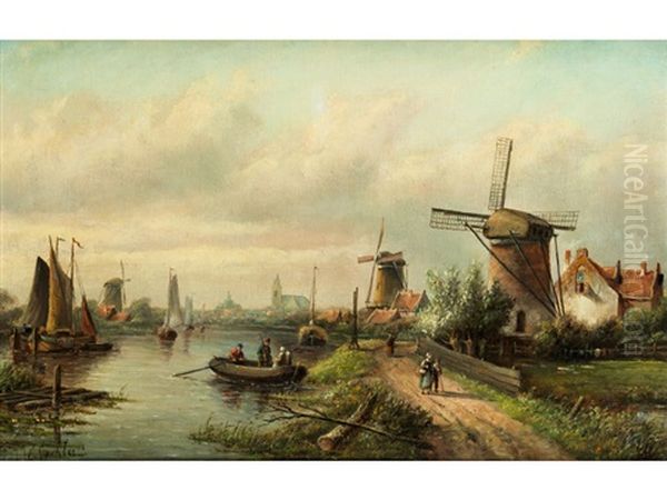 Hollandische Landschaft Oil Painting by Jan Jacob Coenraad Spohler