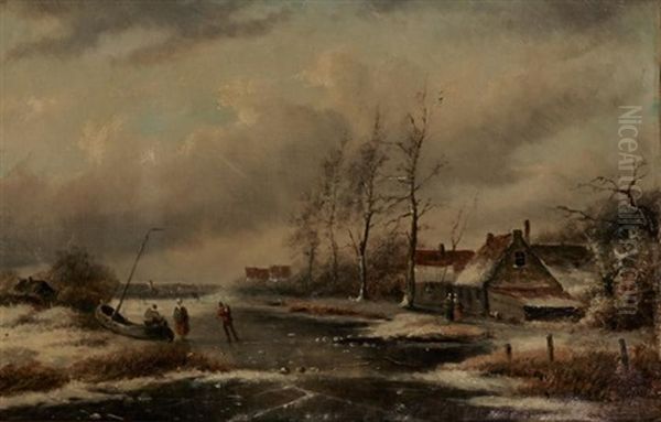 Winterlandschap Oil Painting by Jan Jacob Coenraad Spohler