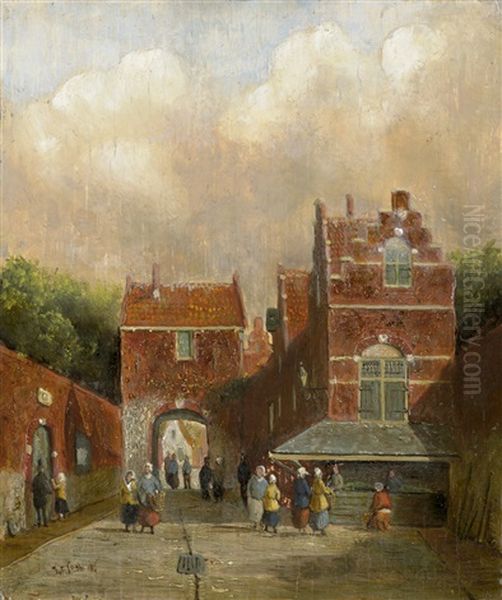 Ansicht Eines Stadttors In Holland Oil Painting by Johannes Franciscus Spohler