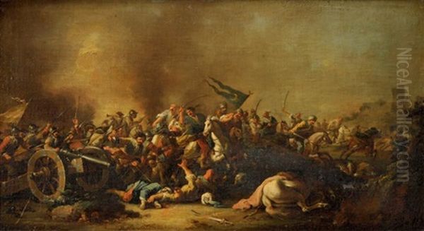 Choc De Cavalerie Contre Les Turcs Oil Painting by Ilario Spolverini