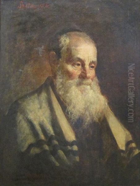 Man With Tallit Oil Painting by Karoly Spotkovsky