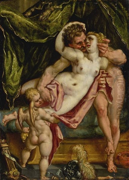 Venus And Mars Oil Painting by Bartholomaeus Spranger