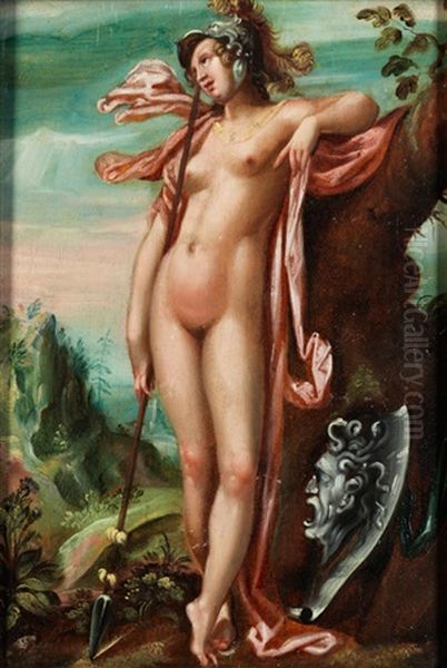 Minerva Oil Painting by Bartholomaeus Spranger