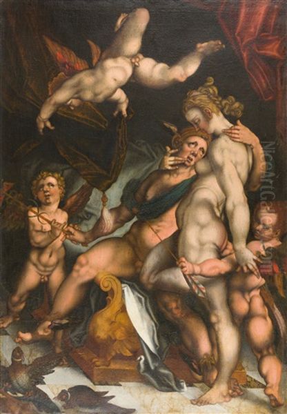 Venus Und Merkur Oil Painting by Bartholomaeus Spranger