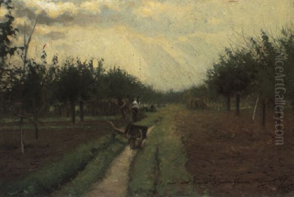 Campagna Di Monza Con Contadini Oil Painting by Eugenio Spreafico