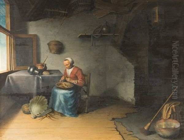 Die Rubenschalerin In Einer Kuche Oil Painting by Jacob van Spreeuwen