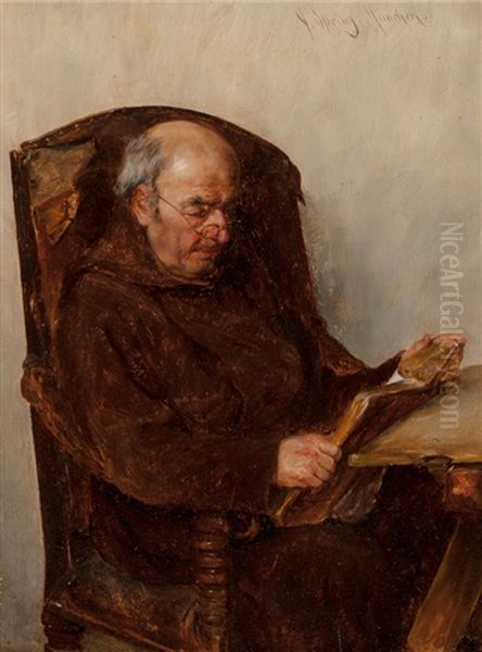 Monk Reading Oil Painting by Alfons Spring