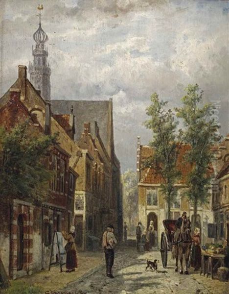 A View Of The Oosterkerk, Hoorn Oil Painting by Cornelis Springer