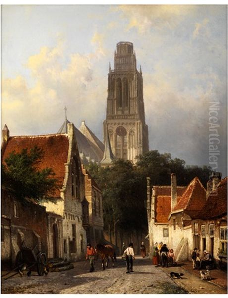 Stadtansicht Von Zaltbommel Mit Blick Auf Die Stadtkirche Oil Painting by Cornelis Springer