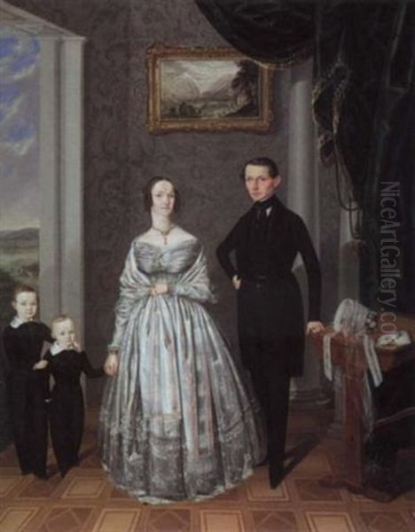 A Family Portrait Oil Painting by Alois Spulak