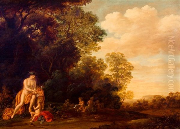 Lommerrijk Landschap Met Mercurius En Putti Oil Painting by Pieter Hendrickx Spykerman