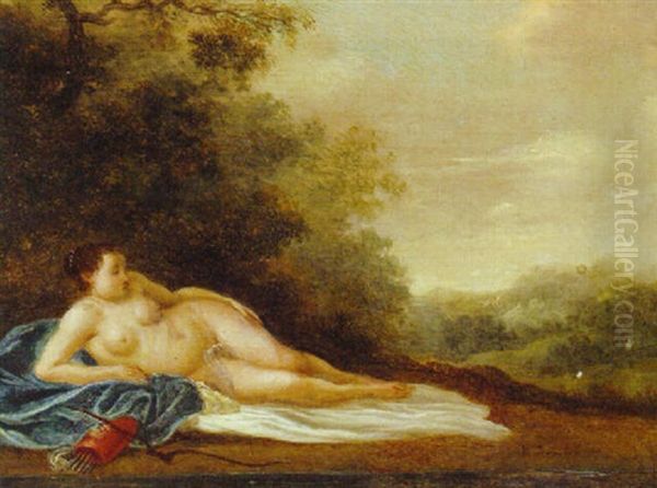 Diana Recling In A Landscape Oil Painting by Pieter Hendrickx Spykerman