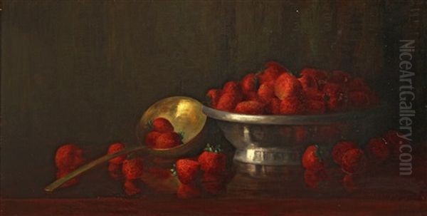 Still Life With Strawberries Oil Painting by Susan Sroufe