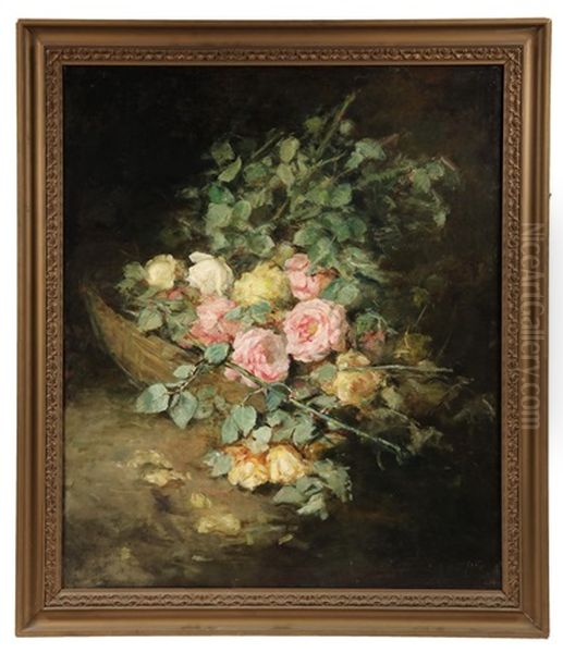 Spilled Rose Basket Oil Painting by Susan Hely St. John