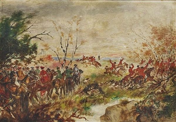 Fox Hunting Oil Painting by Heinrich Maria Staackmann