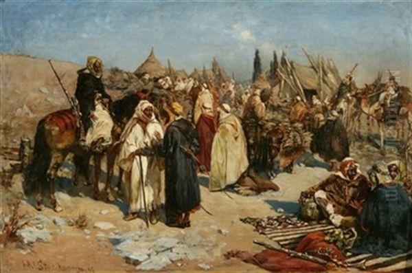 Scene De Marche Oriental Oil Painting by Heinrich Maria Staackmann