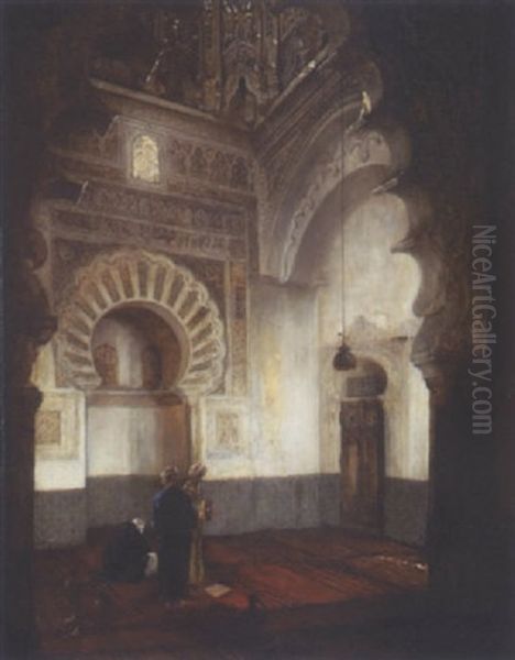 Priere A L'interieur D'une Mosquee Oil Painting by Heinrich Maria Staackmann