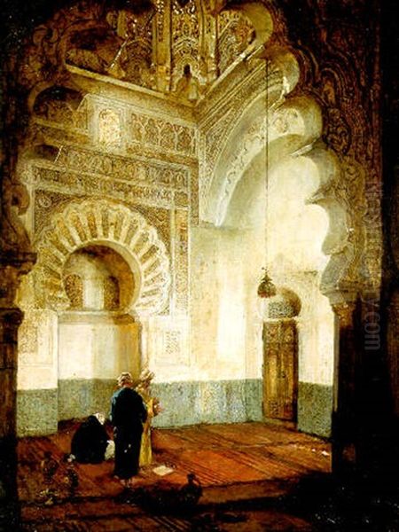 Figures In A Mosque Oil Painting by Heinrich Maria Staackmann