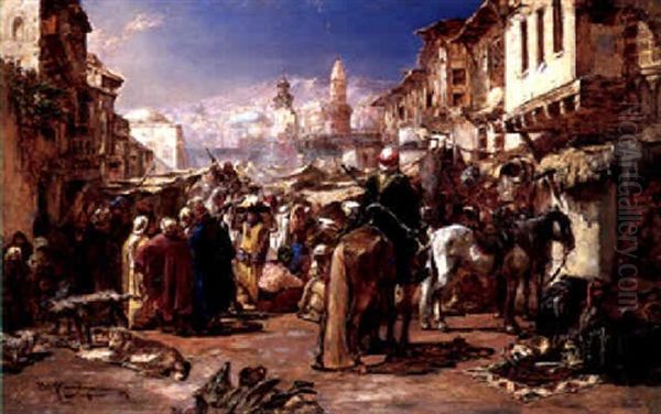 The Arab Bazaar Oil Painting by Heinrich Maria Staackmann