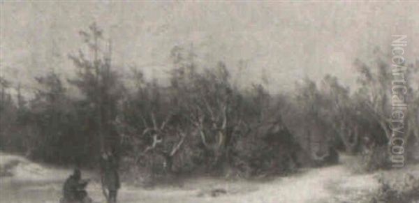 Winter Encampment Oil Painting by Carl Theodor Staaf