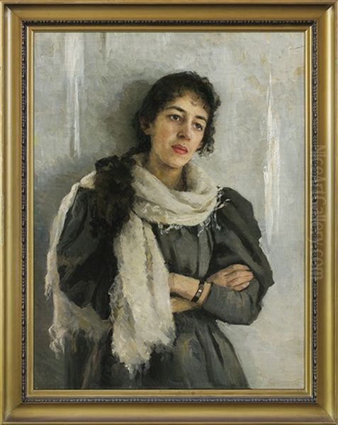 Portrait Of The Fiancee Oil Painting by Casimir Stabrovsky