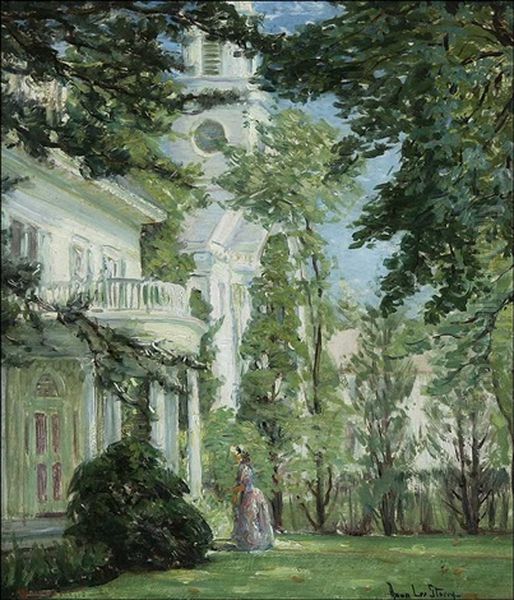 Woman In Southern Garden Landscape Oil Painting by Anna Lee Stacey