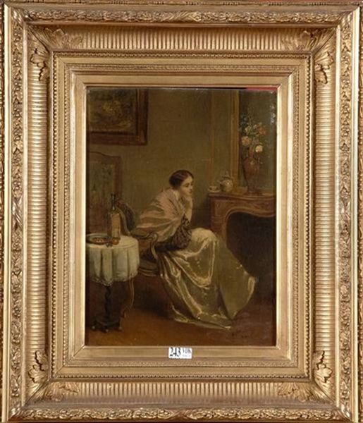 Femme Pensive Dans Un Interieur Oil Painting by Adolphe Stache