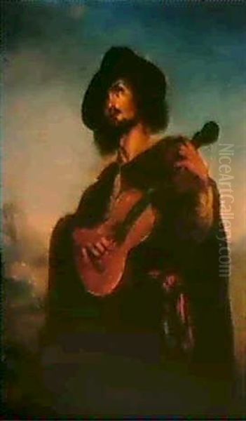 Le Berger Musicien Oil Painting by Adolphe Stache